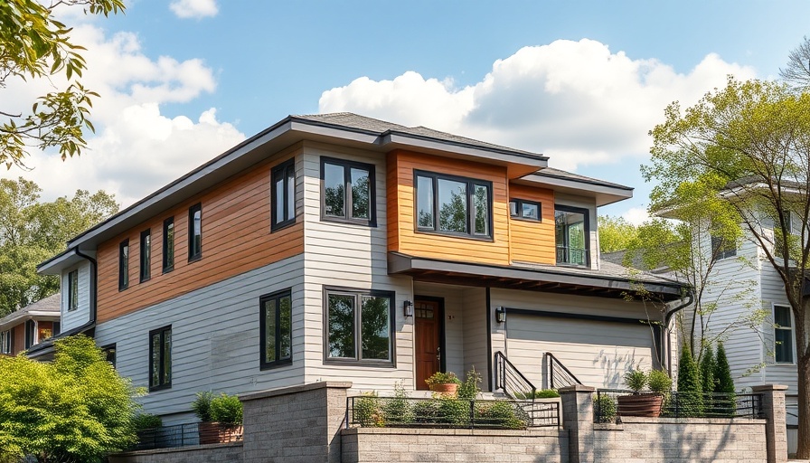 Modern house with various siding options IBS 2025, vibrant design.