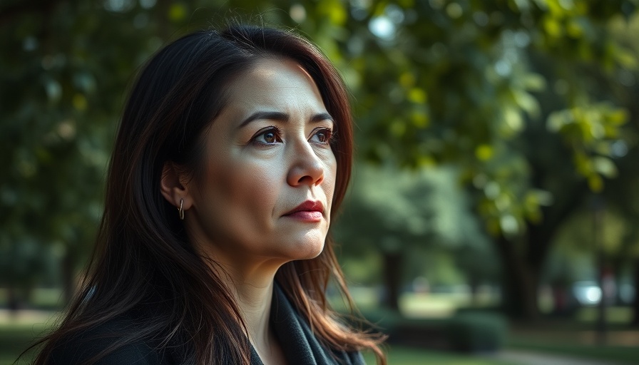 Emotional Sensitivity Strength: thoughtful woman in serene park.