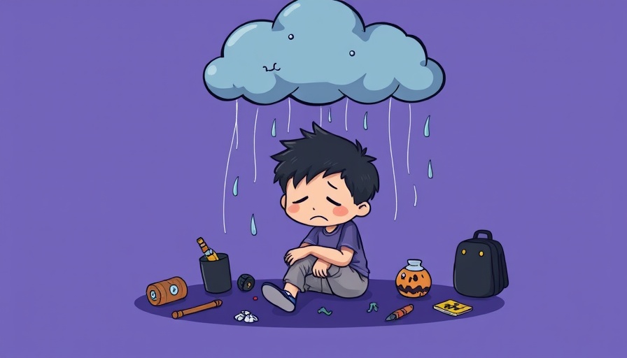 Sad cartoon character under a cloud, depicting ways to release shame.