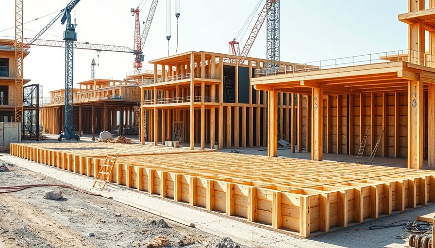 Builders working on permanent wood foundations at a construction site.
