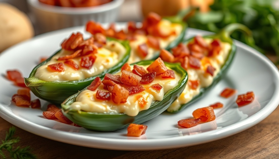 Best Jalapeño Poppers with cheese and bacon on a white plate.