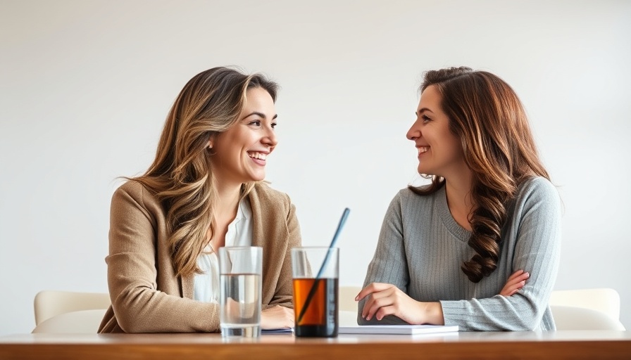 Healthy living strategies discussion with two smiling women at a table.
