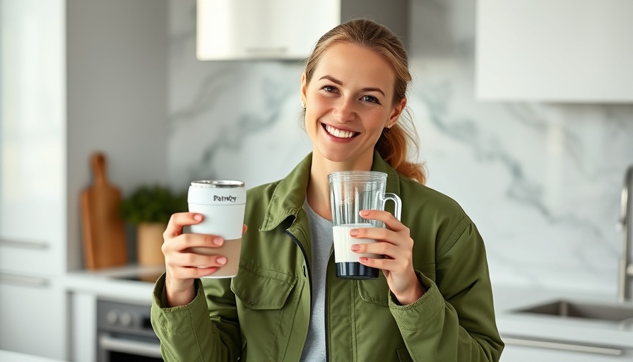 Woman discussing healthy lifestyle tips while holding a blender