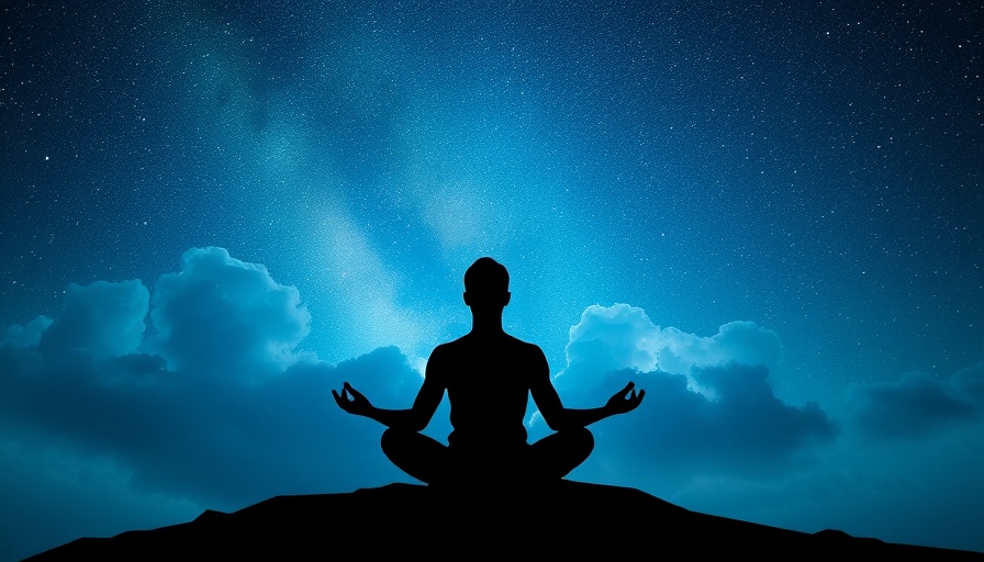 Self-care routine meditation under starlit sky.