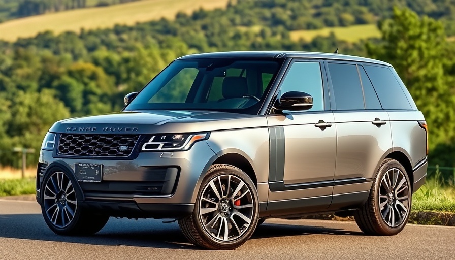 2025 Land Rover Range Rover SE LWB parked on road with greenery.