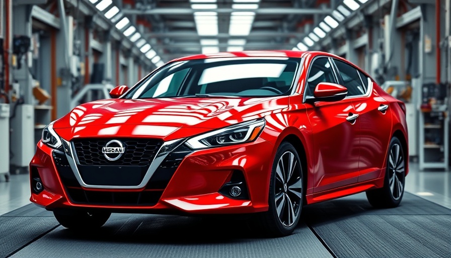 Nissan car on assembly line amid discussions of layoffs.
