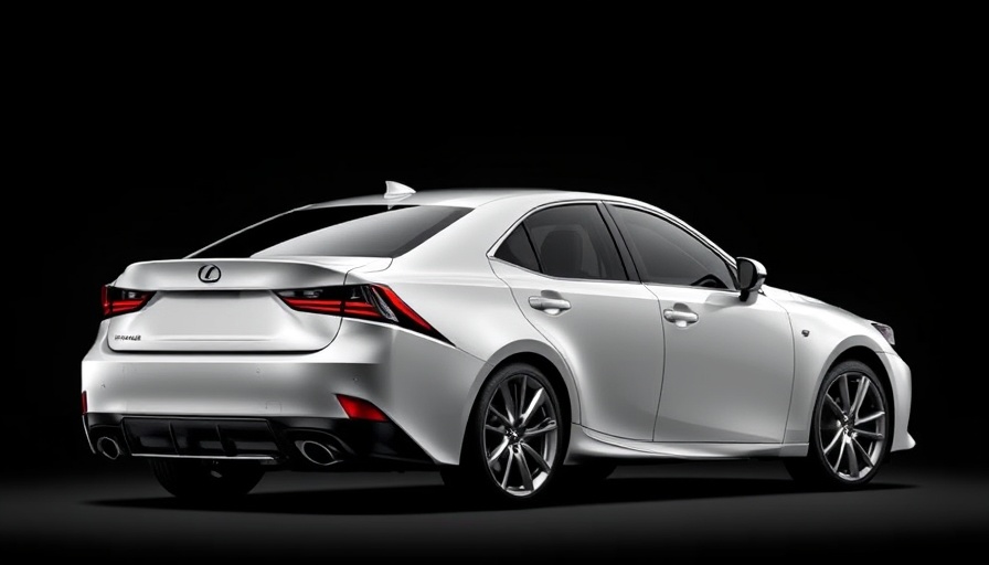 Profile view of Lexus IS500 Ultimate Edition V8 sedan in studio.