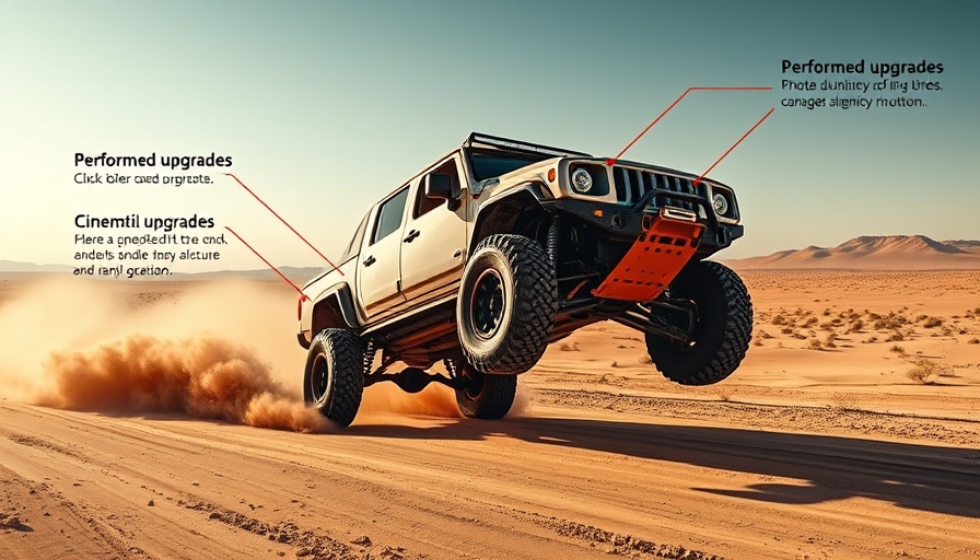 Baja Blaster performance issues: modified truck mid-jump in desert.