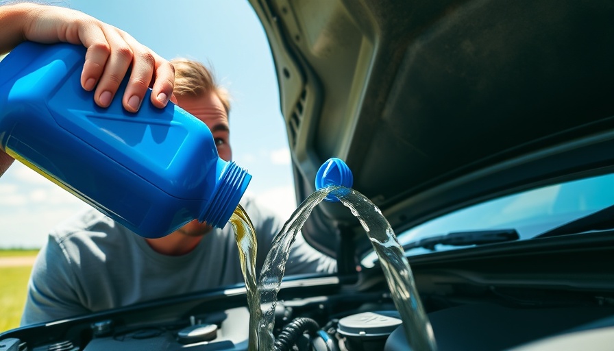 Curious man watches fluid from blue container in car engine. Every Car Fluid Explained.