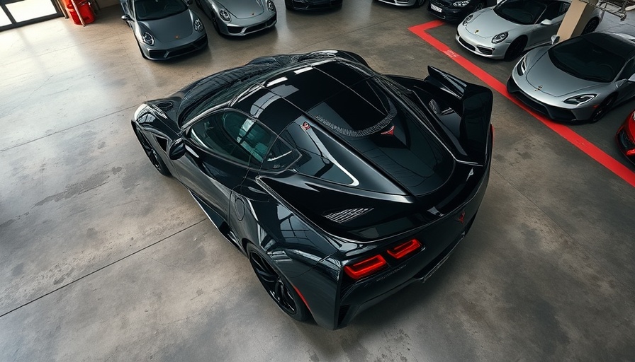 New wheels for high-mileage cars shown with black sports car in garage.
