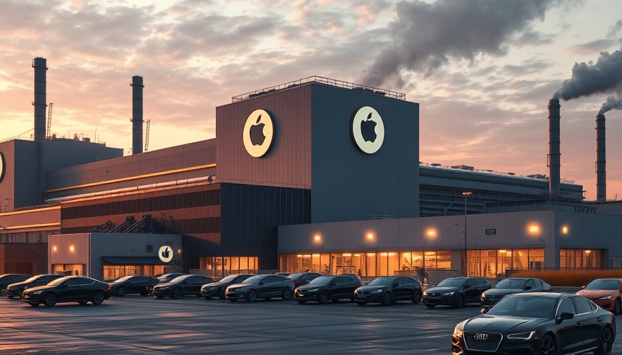 Futuristic industrial factory with parked cars in sunset light, EV Charger Sales.