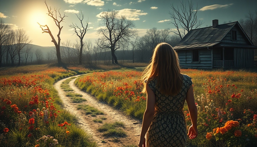 Woman embracing self-care routine, moving from shadow to light.