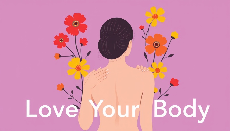 Minimalistic self-care illustration with woman and flowers.
