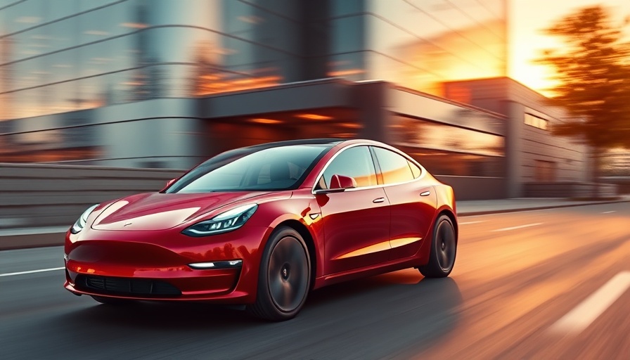 Expensive fully loaded 2025 Tesla Model 3 speeding at sunset.