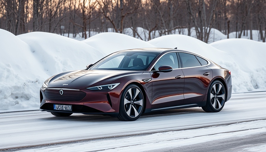 Lucid Air sedan parked in snowy landscape