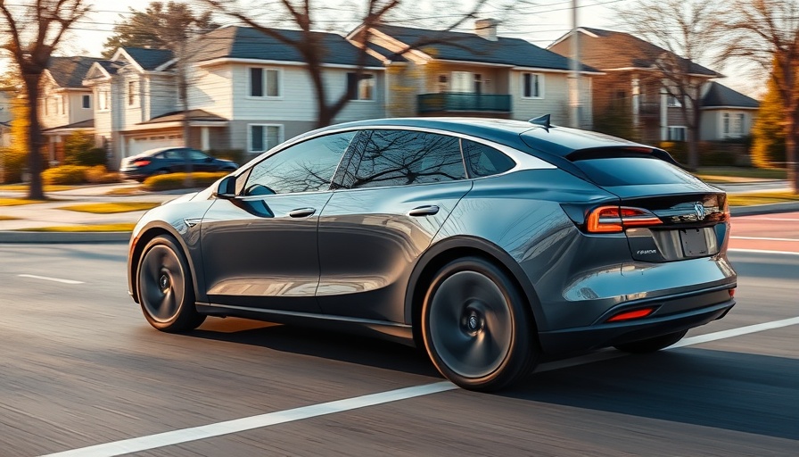 Modern electric vehicle driving through suburban area, cheapest EVs to own over 5 years.