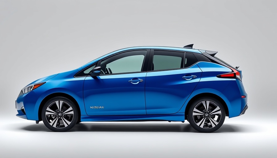 2026 Nissan Leaf features vibrant blue side design.