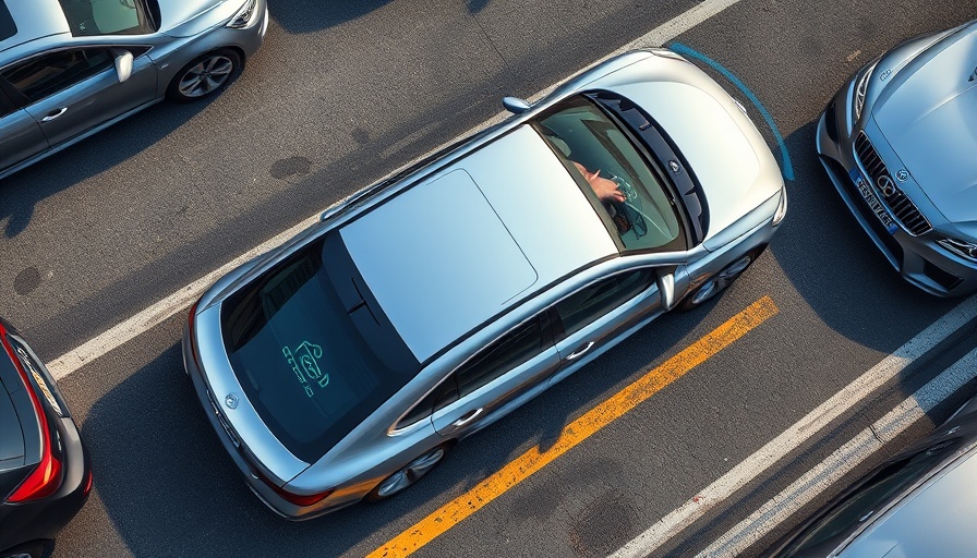 Driver assistance technology in a sports sedan on a city street.