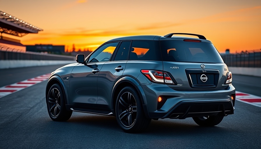 2026 Nissan Armada Nismo on racetrack at sunset