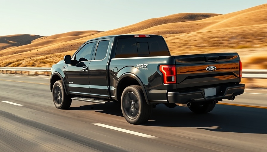 Flex fuel vehicle on highway with scenic hills background.