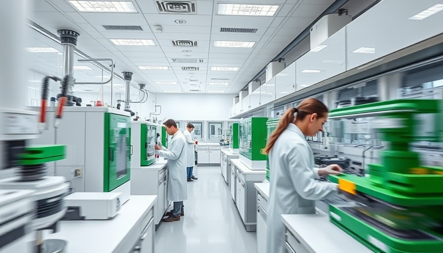 Modern lab researching supercapacitor technology for hybrid vehicles.