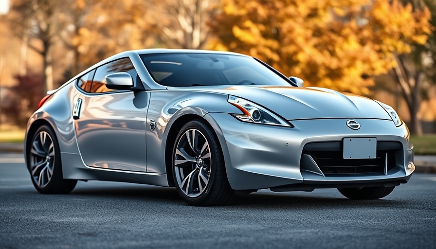 Sleek silver Nissan Z parked, highlighting design amidst autumn setting, Nissan Z outsells Toyota Supra.