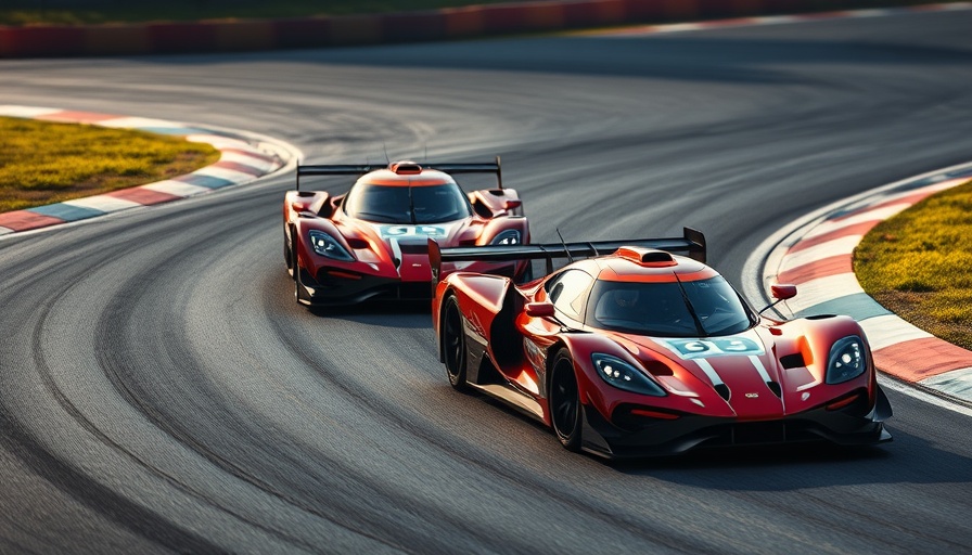 Evolution of sports racing illustrated with sleek race cars on a track.