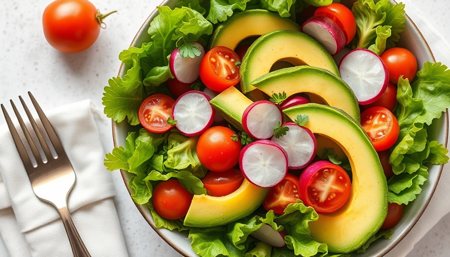Colorful salad with avocado showcasing fresh ingredients.