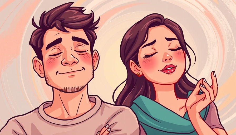 Illustration of a serene self-care routine with a man and woman.