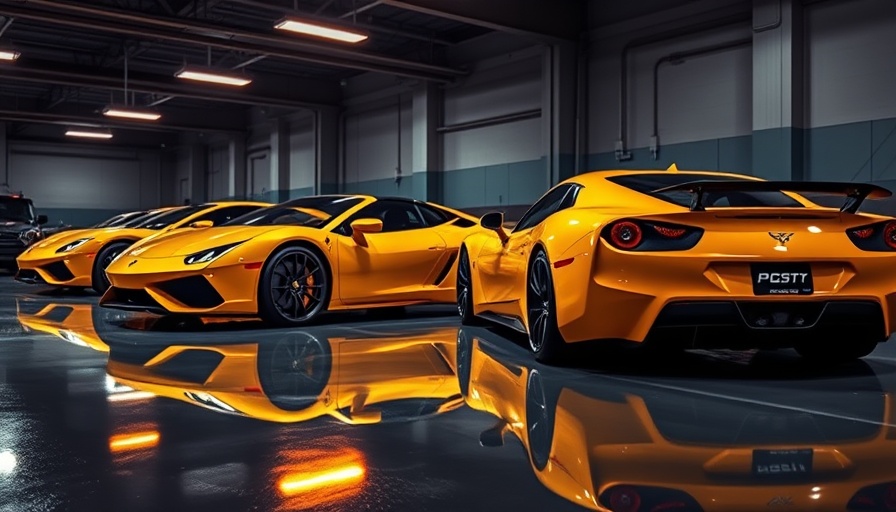 BMW M3 vs M4 comparison in dimly lit garage with reflections.