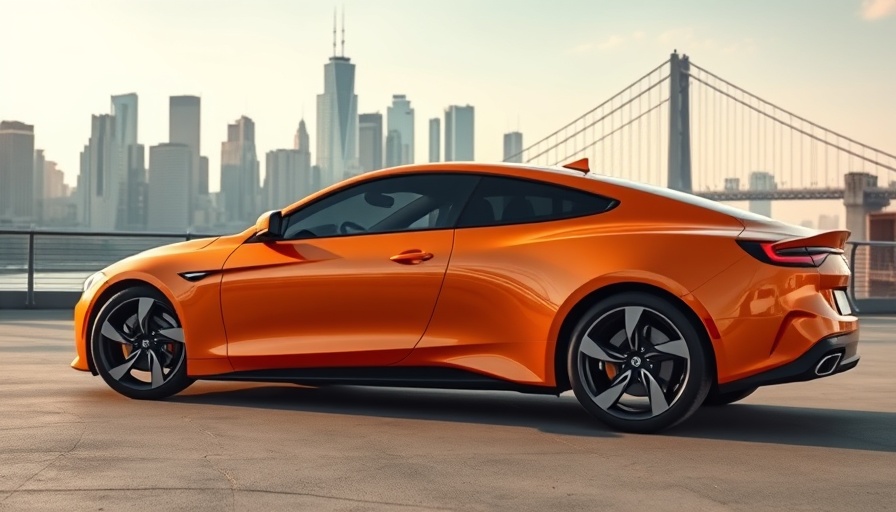 Dodge Charger Sixpack 2026 in orange near city skyline