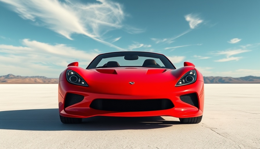 Stellantis V8 engine comeback depicted with vibrant red sports car.