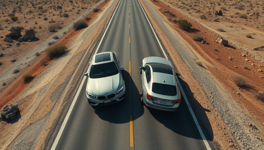 Aerial view of a car accident scene on a highway in Texas.