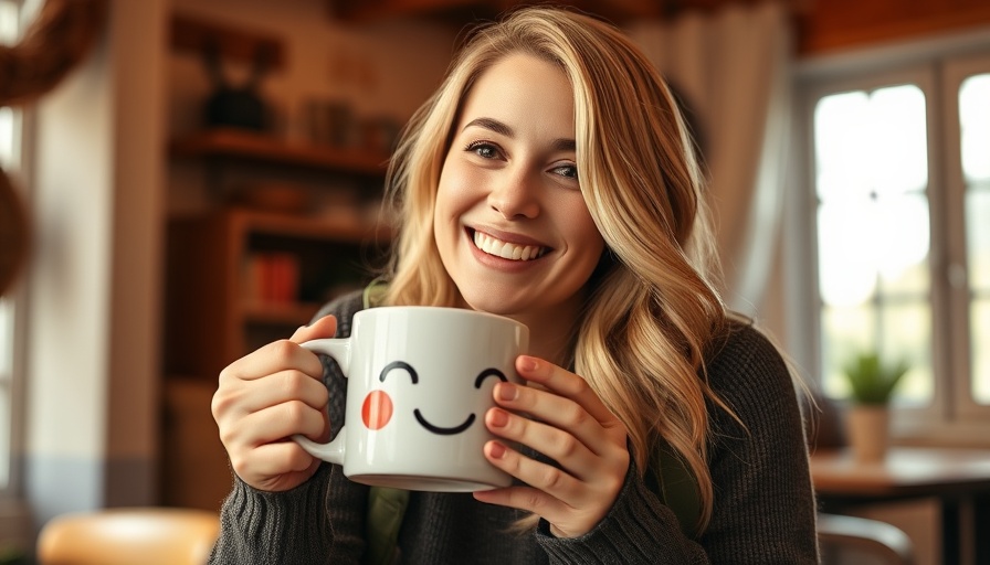Smiling woman shares healthy lifestyle tips indoors.