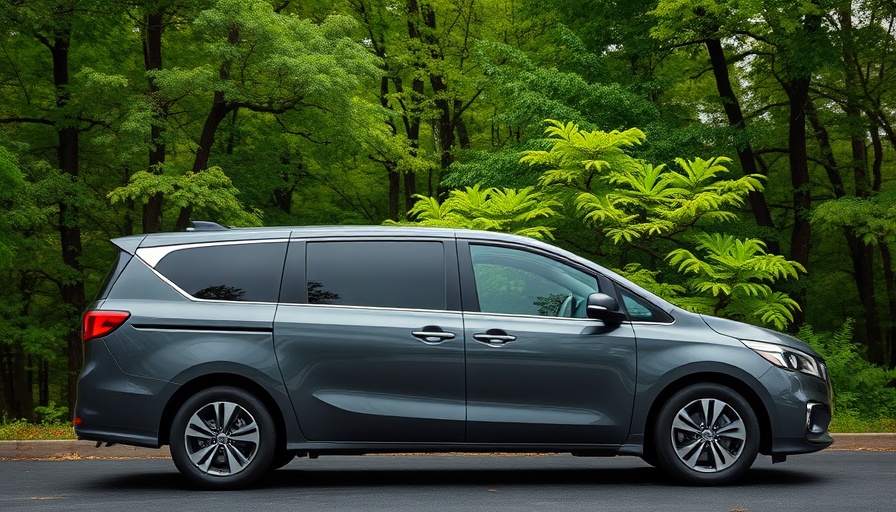 Best hybrid minivan 2025 in a serene forest setting.