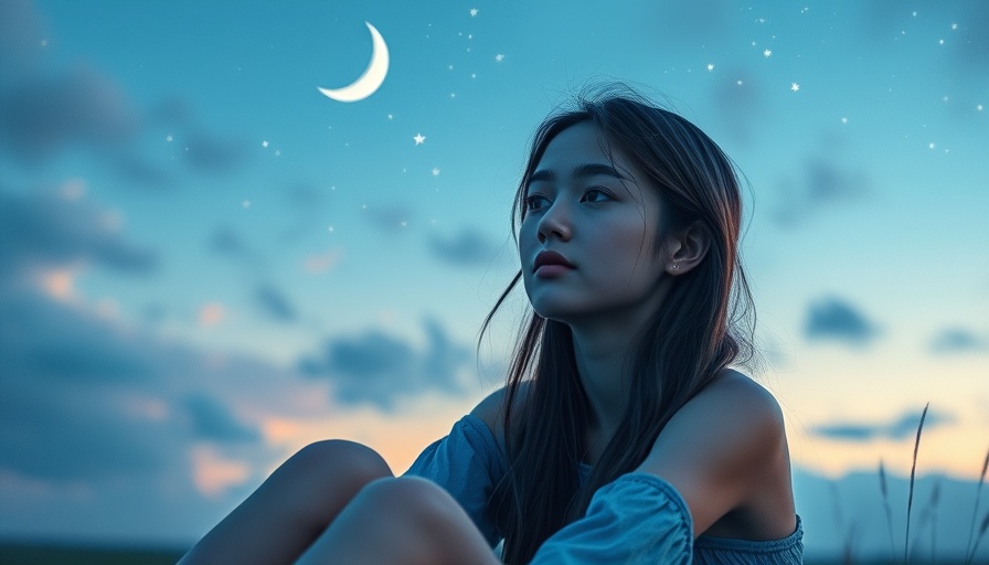Self-care for anxiety: reflective woman under a starry sky.