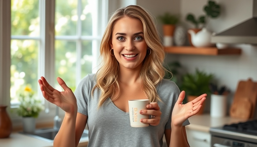Woman discussing pregnancy body changes animatedly indoors.
