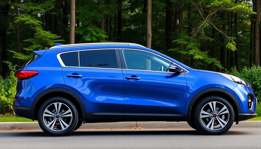 2026 Kia Sportage features side view in forest setting.