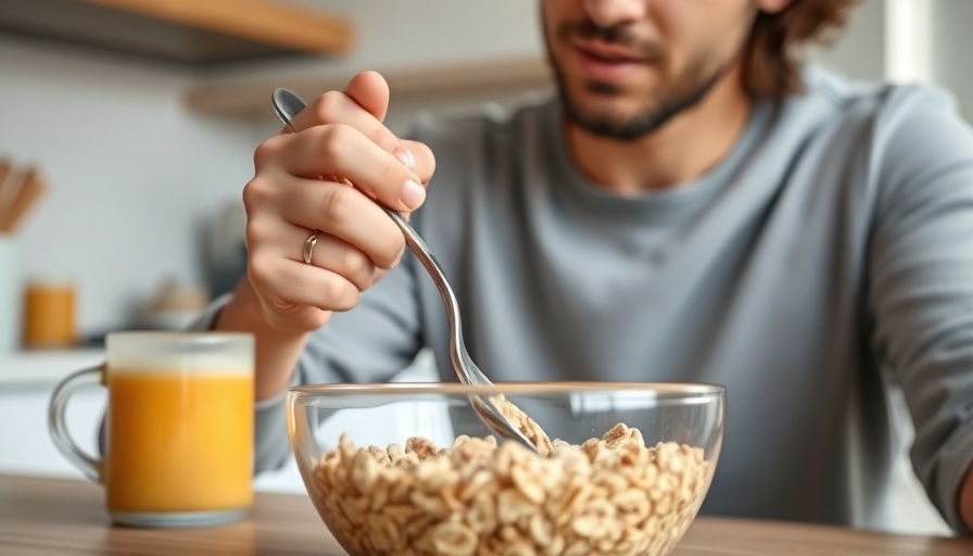 Relaxed breakfast scene highlighting nutrition and satiety with cereal and juice.