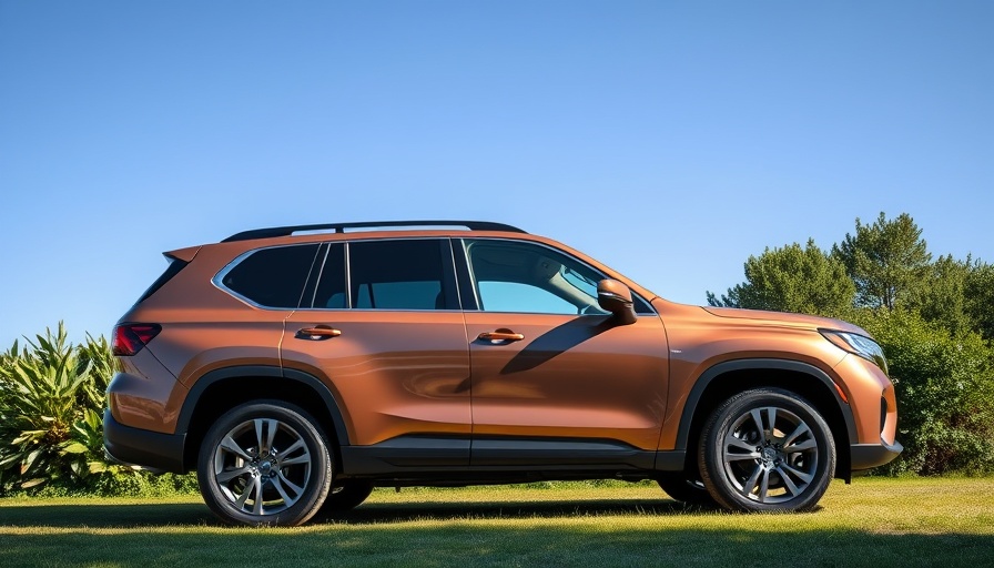 Best cars 2024: sleek bronze SUV parked by greenery.