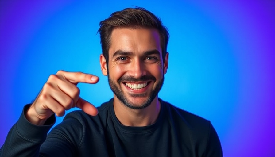 Smiling man indicating bold text on gradient background, how to live a healthy lifestyle concept.