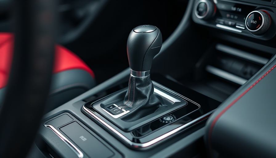 Manual car transmission in a modern vehicle interior.