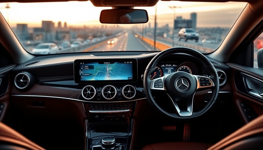 Mercedes GLC dashboard with giant screen at sunset