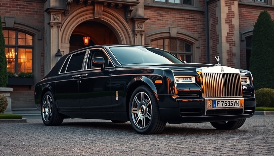 Classic Rolls-Royce Phantom history, black car parked at historic mansion.