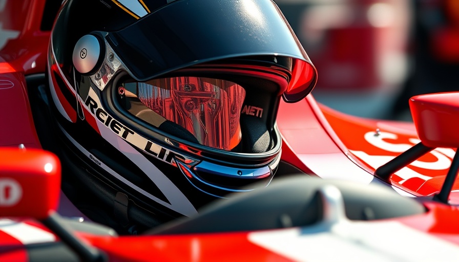 Formula 1 driver in car with helmet during race