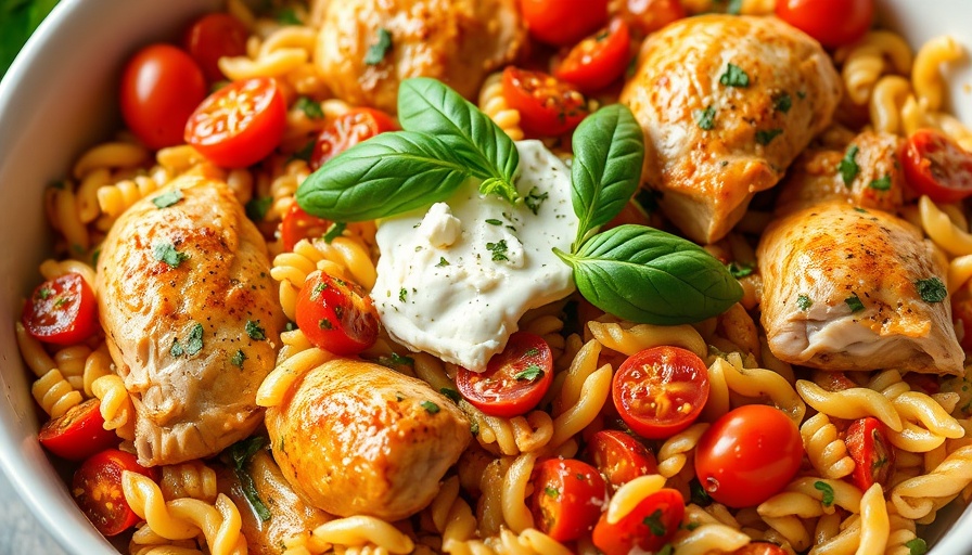Vibrant Greek chicken orzo casserole with fresh ingredients and herbs.