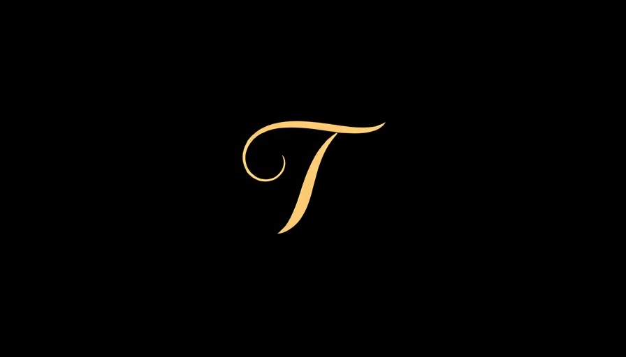 Elegant script letter T logo on black background, minimalistic design.