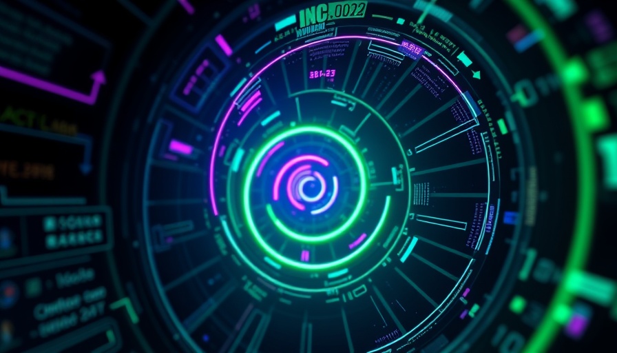 Futuristic neon spiral representing AI tools for small business.
