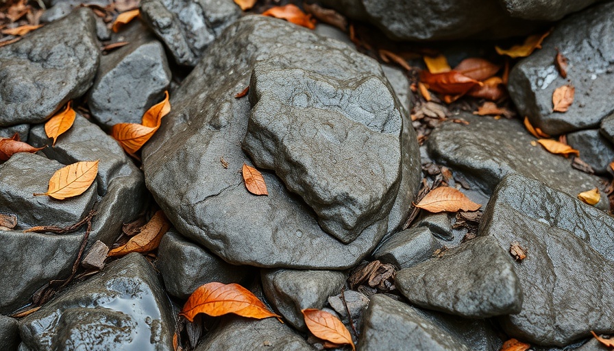 Leaf-covered rocky terrain, Florida outdoor exploration.