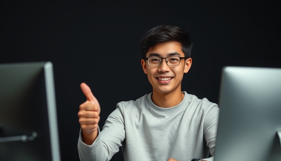 Gemini 2.5 Computer Use Model: confident young person thumbs-up at computer.
